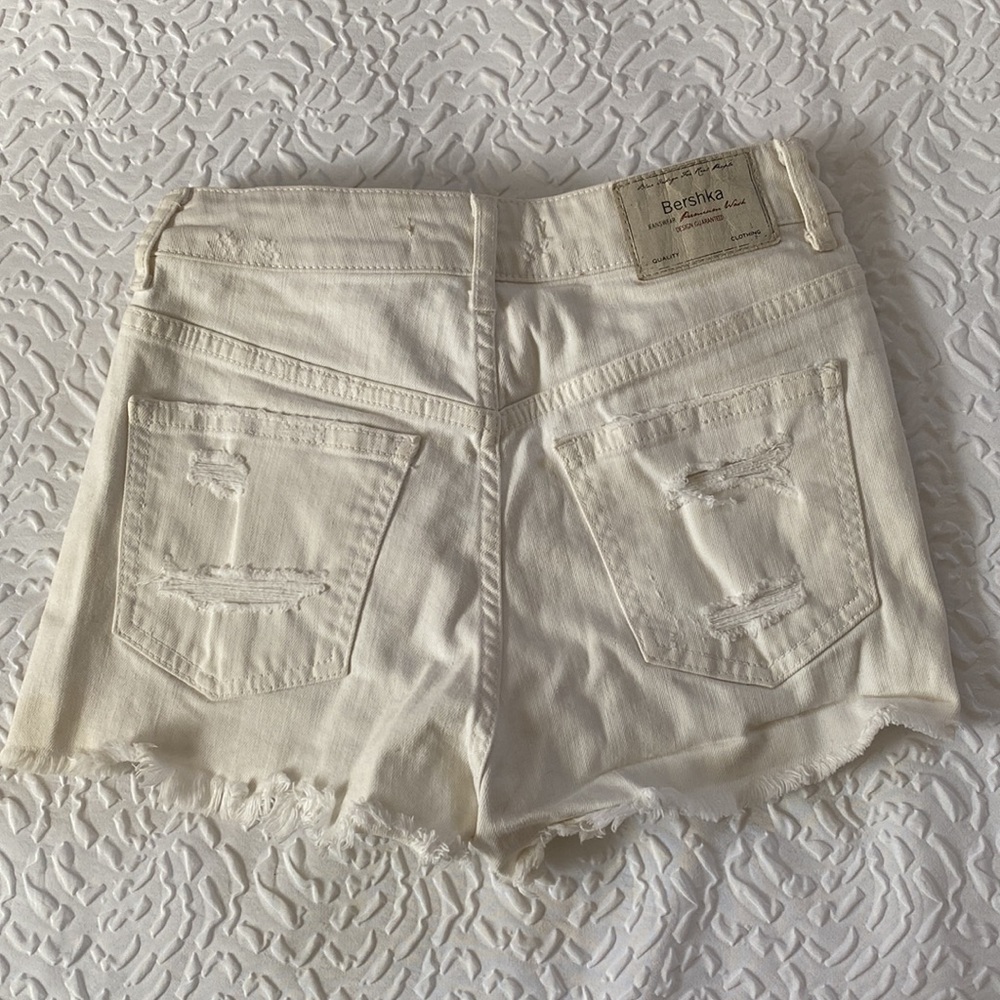 Bershka Super High Waisted White Shorts